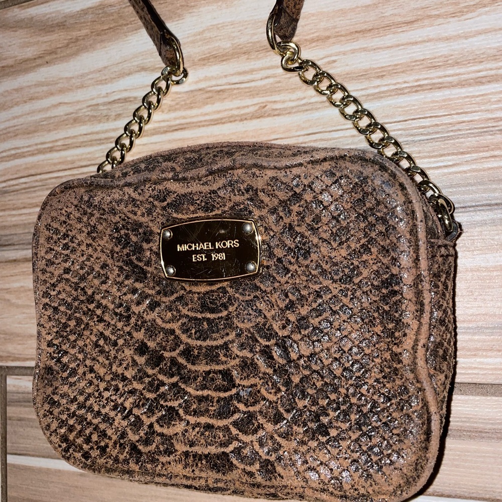 Michael Kors Brown Python Embossed Hamilton Leath… - image 3